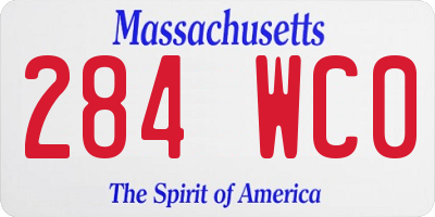 MA license plate 284WC0