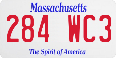 MA license plate 284WC3
