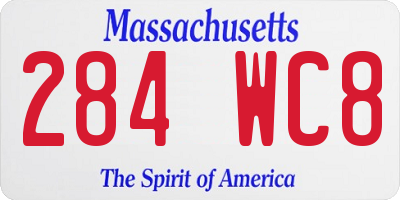 MA license plate 284WC8
