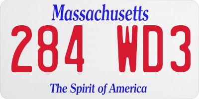 MA license plate 284WD3