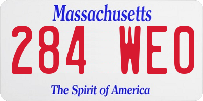 MA license plate 284WE0