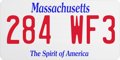 MA license plate 284WF3