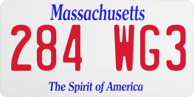 MA license plate 284WG3