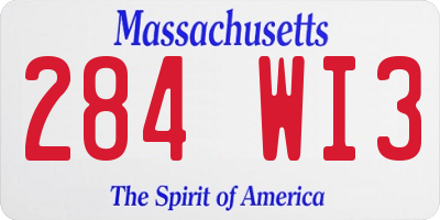 MA license plate 284WI3