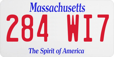 MA license plate 284WI7