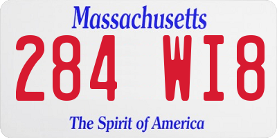MA license plate 284WI8