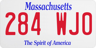 MA license plate 284WJ0