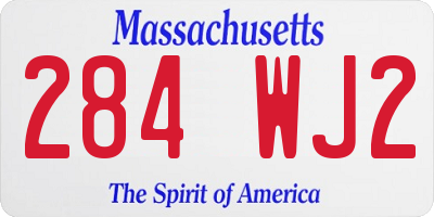 MA license plate 284WJ2