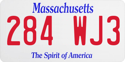 MA license plate 284WJ3