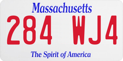 MA license plate 284WJ4