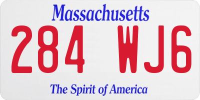 MA license plate 284WJ6
