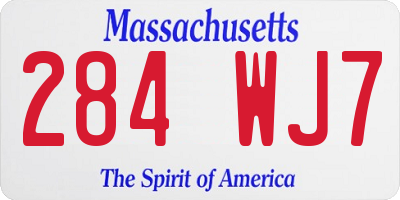 MA license plate 284WJ7