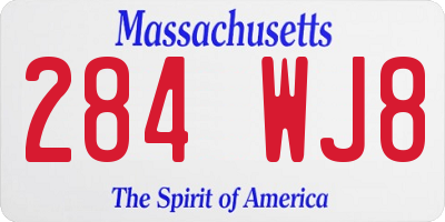 MA license plate 284WJ8