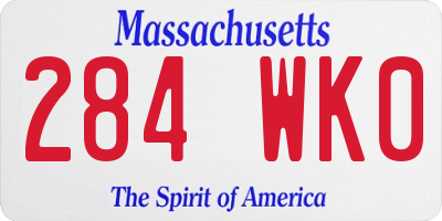 MA license plate 284WK0