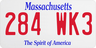 MA license plate 284WK3