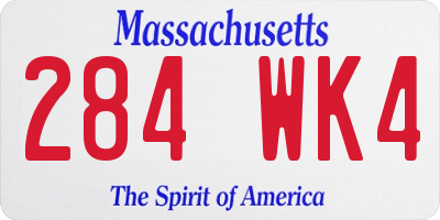 MA license plate 284WK4