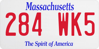 MA license plate 284WK5