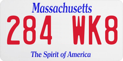 MA license plate 284WK8
