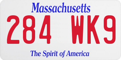 MA license plate 284WK9