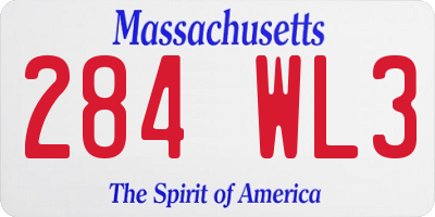 MA license plate 284WL3