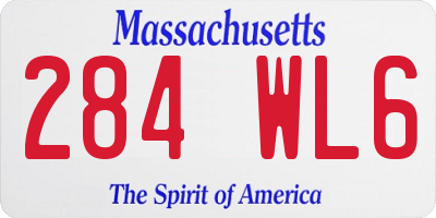 MA license plate 284WL6