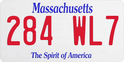 MA license plate 284WL7
