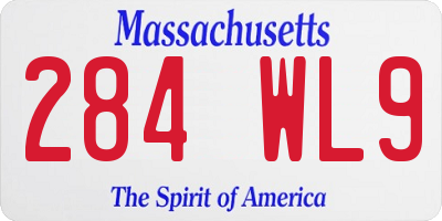 MA license plate 284WL9