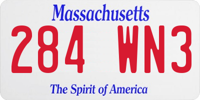 MA license plate 284WN3