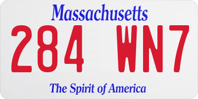 MA license plate 284WN7