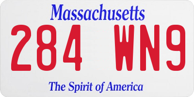 MA license plate 284WN9