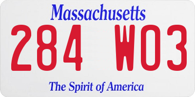 MA license plate 284WO3