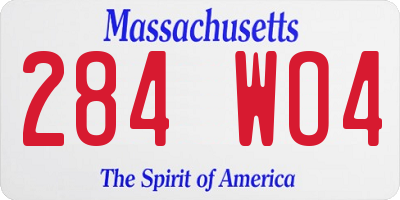 MA license plate 284WO4