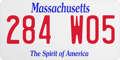 MA license plate 284WO5