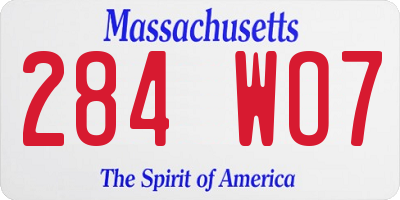 MA license plate 284WO7