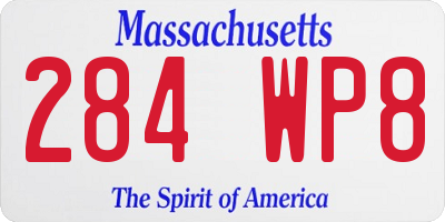 MA license plate 284WP8