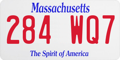 MA license plate 284WQ7