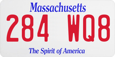 MA license plate 284WQ8