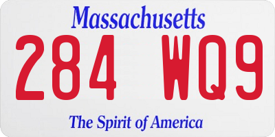 MA license plate 284WQ9