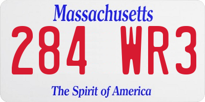 MA license plate 284WR3
