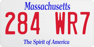 MA license plate 284WR7