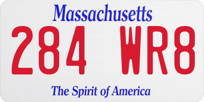 MA license plate 284WR8