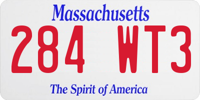 MA license plate 284WT3
