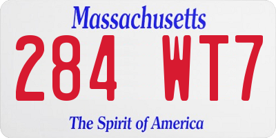MA license plate 284WT7