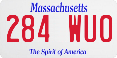 MA license plate 284WU0