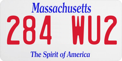 MA license plate 284WU2