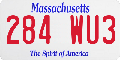 MA license plate 284WU3