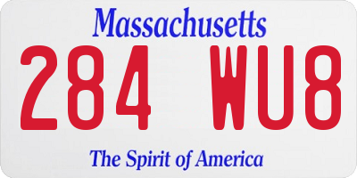 MA license plate 284WU8