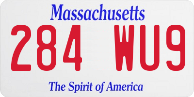 MA license plate 284WU9