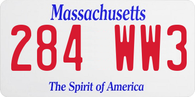 MA license plate 284WW3