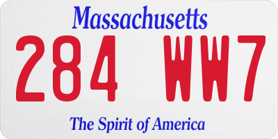 MA license plate 284WW7